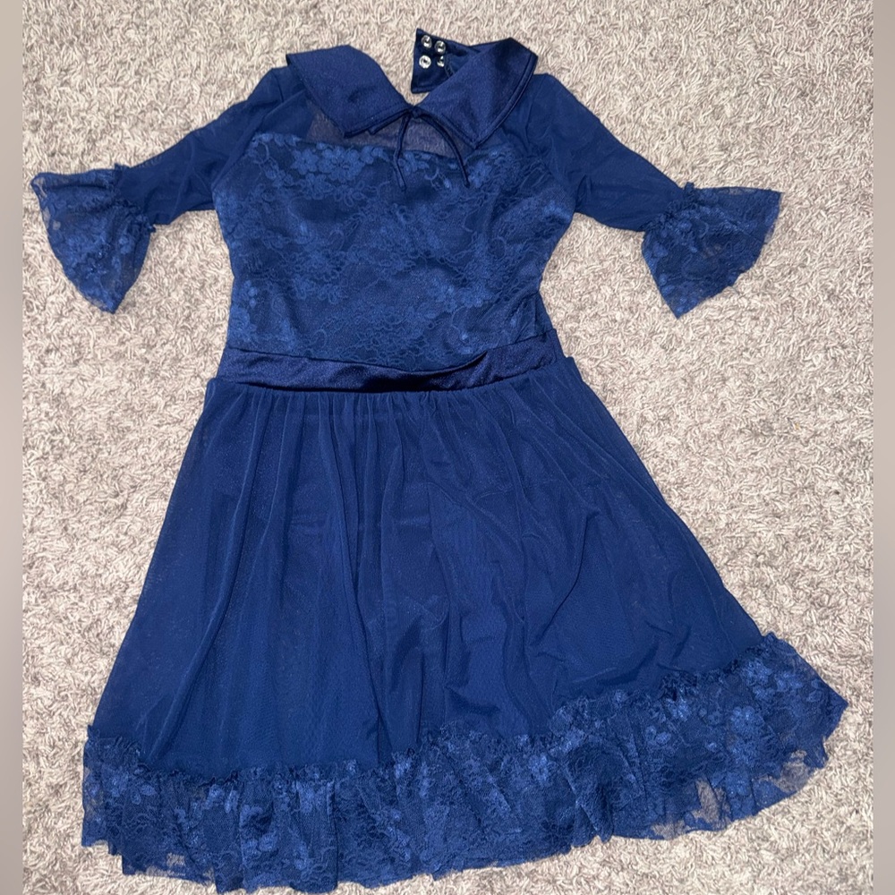 MC weissman lyrical dress dance costume navy blue Every breath you take